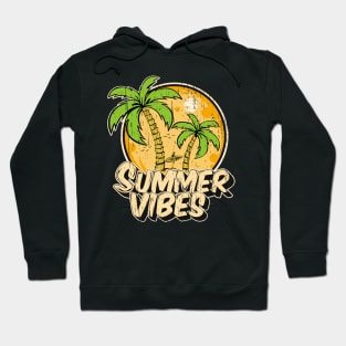 Sumer Vibes Surf Surfing palm trees vintage distressed beach retro vacation Hoodie